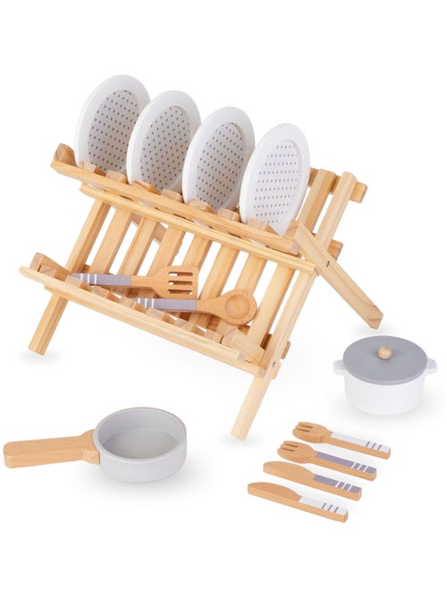 Scolapiatti e stoviglie in legno gioco di ruolo Mamabrum - Kiabi