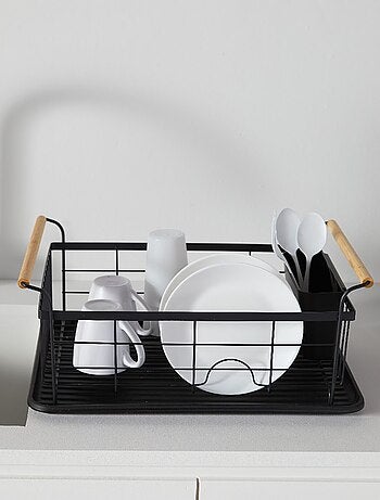 Scolapiatti in metallo con manici in legno