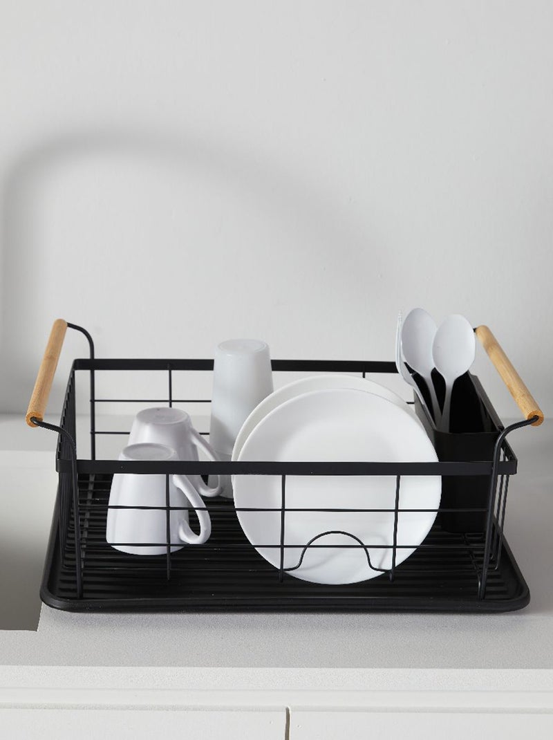 Scolapiatti in metallo con manici in legno nero - Kiabi