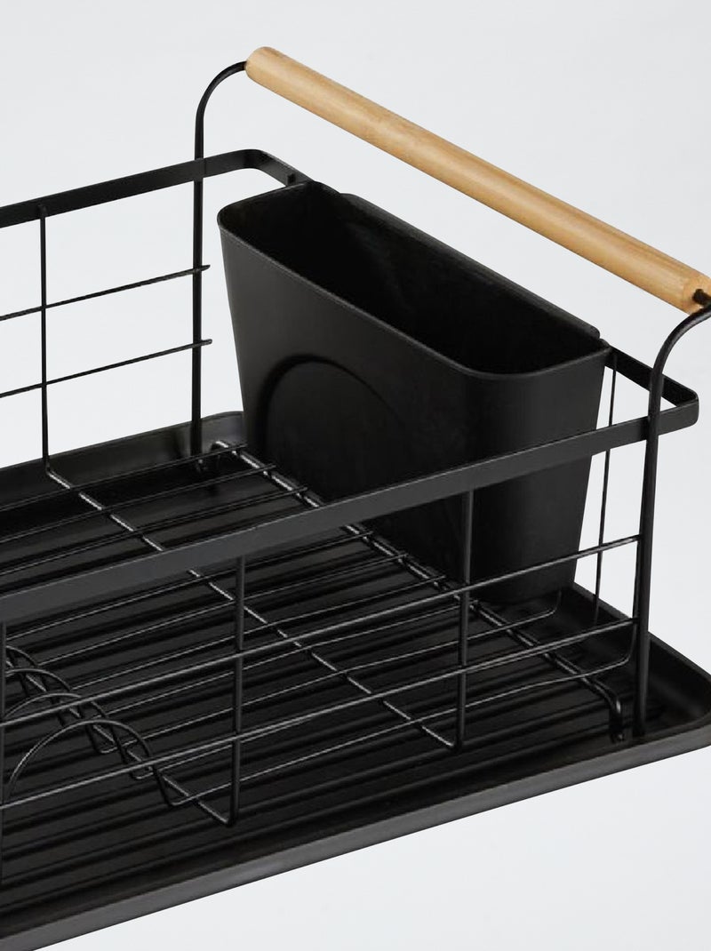 Scolapiatti in metallo con manici in legno nero - Kiabi