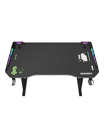 Scrivania gaming con LED, supporto cuffie e portabicchieri "Roba" – Minecraft
