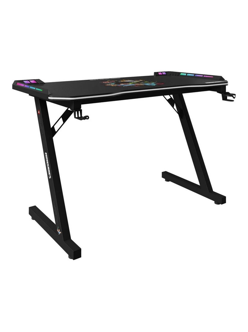 Scrivania gaming con LED, supporto cuffie e portabicchieri "Roba" – Minecraft Nero Multicolore - Kiabi