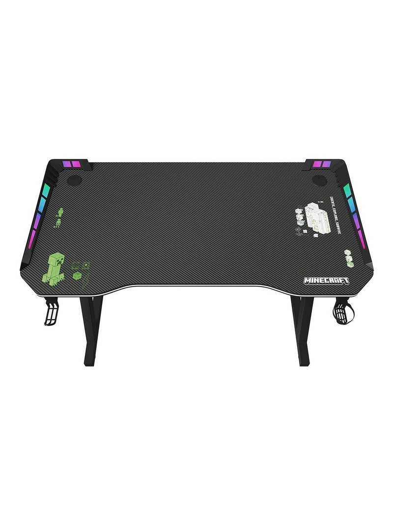 Scrivania gaming con LED, supporto cuffie e portabicchieri "Roba" – Minecraft Nero Multicolore - Kiabi