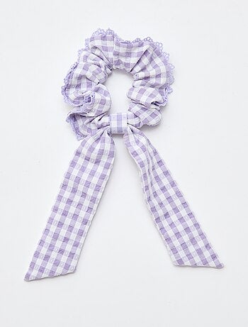 Scrunchie a quadri vichy con fiocco lungo