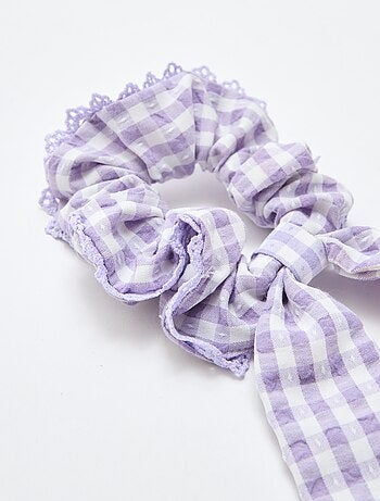 Scrunchie a quadri vichy con fiocco lungo