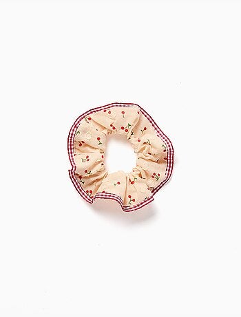 Scrunchie con motivo ciliegia/Vichy