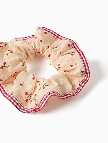 Scrunchie con motivo ciliegia/Vichy