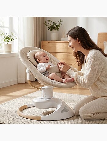 Sdraietta / altalena elettrica per bebè Emy di BEBE2LUXE Dondolio naturale Beige