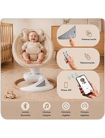 Sdraietta / altalena elettrica per bebè Emy di BEBE2LUXE Dondolio naturale Beige