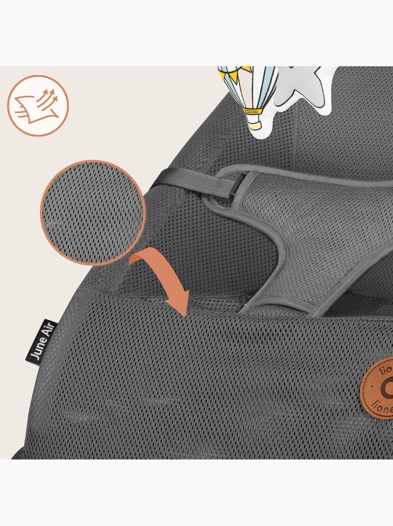 Sdraietta LIONELO June Air Baby - Movimento di oscillazione naturale - Leggera - Pieghevole piatta Grigio - Kiabi