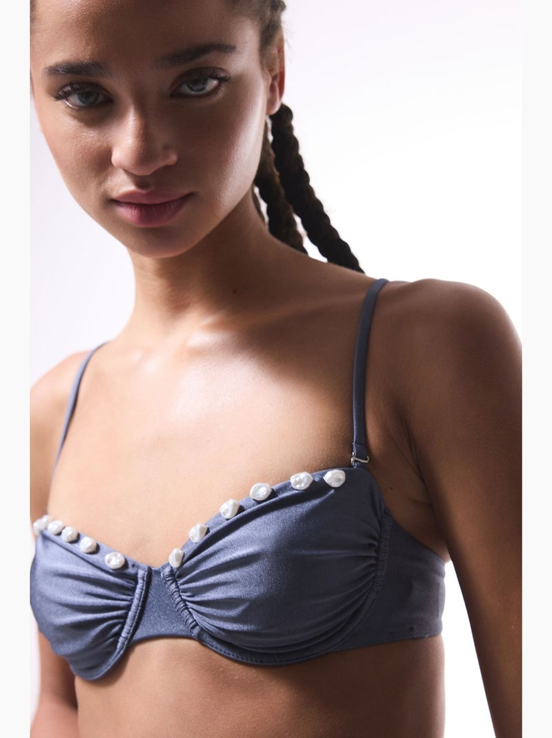 Seashell top bikini con ferretto penti Grigio - Kiabi