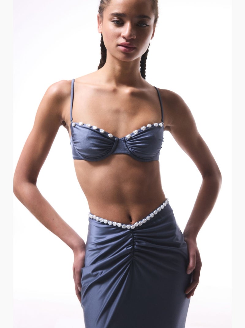 Seashell top bikini con ferretto penti Grigio - Kiabi