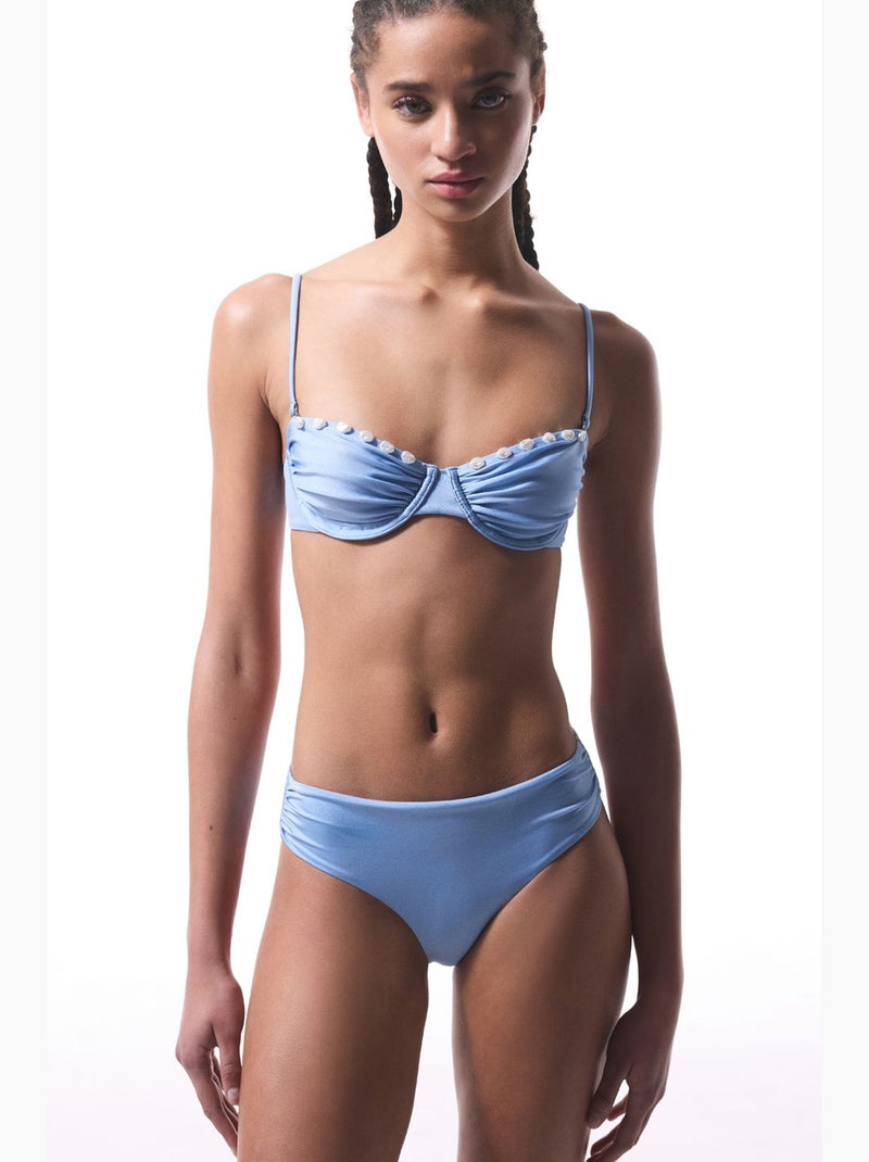 Seashell top bikini con perline e ferretto penti Blu cielo - Kiabi