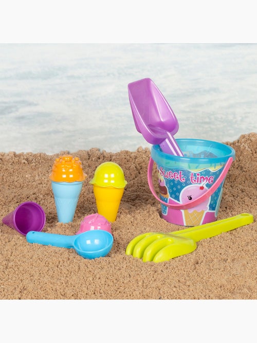 Secchio da spiaggia con accessori e granchio da spiaggia a colori color beach - Kiabi