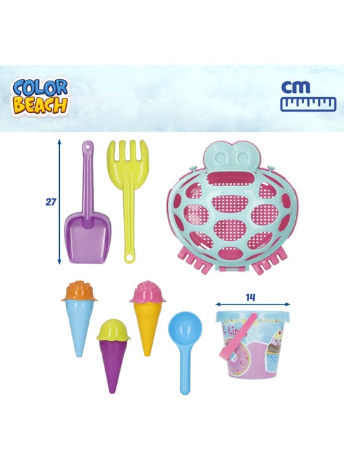 Secchio da spiaggia con accessori e granchio da spiaggia a colori color beach - Kiabi