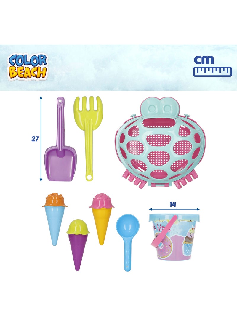 Secchio da spiaggia con accessori e granchio da spiaggia a colori color beach N/D - Kiabi