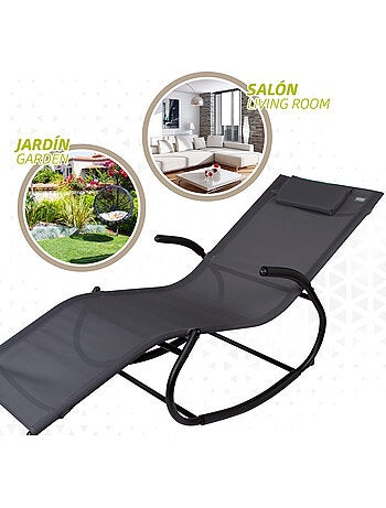 Sedia a dondolo da giardino antracite con cuscino aktive