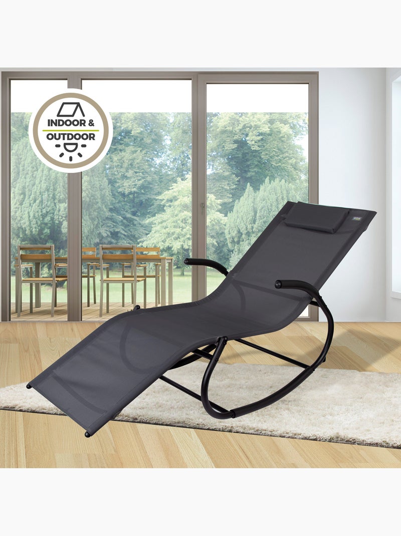 Sedia a dondolo da giardino antracite con cuscino aktive Grigio antracite - Kiabi