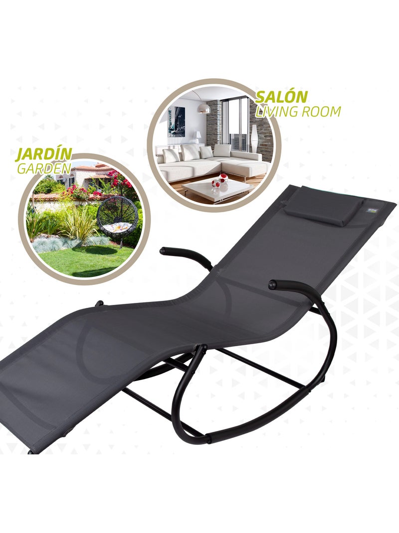 Sedia a dondolo da giardino antracite con cuscino aktive Grigio antracite - Kiabi