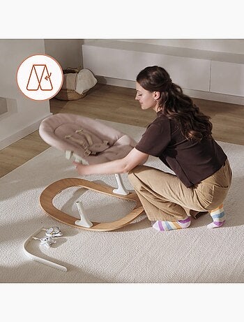 Sedia a dondolo per bambini LIONELO Celia - Ultraleggera - Fino a 9 kg - Movimento di dondolo natura