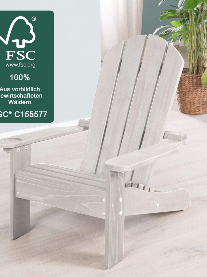 Sedia Adirondack per bambini in legno massello con portabicchieri "Roba Deck Chair" Grigio - Kiabi