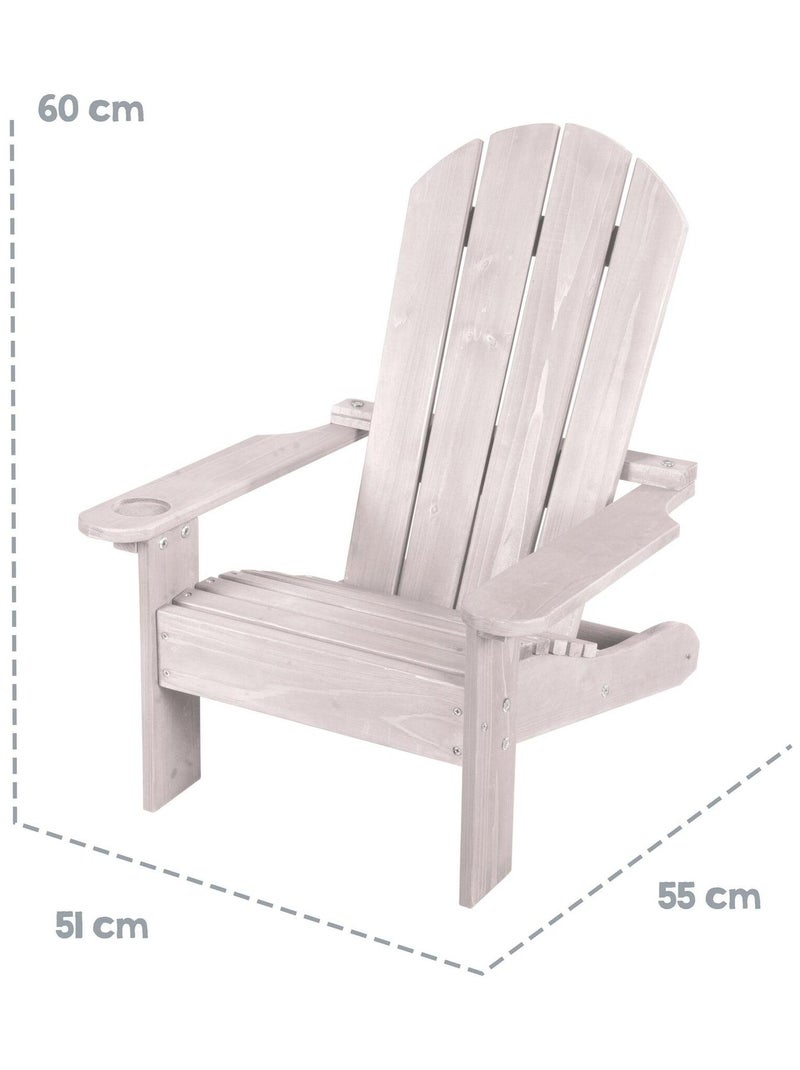 Sedia Adirondack per bambini in legno massello con portabicchieri "Roba Deck Chair" Grigio - Kiabi