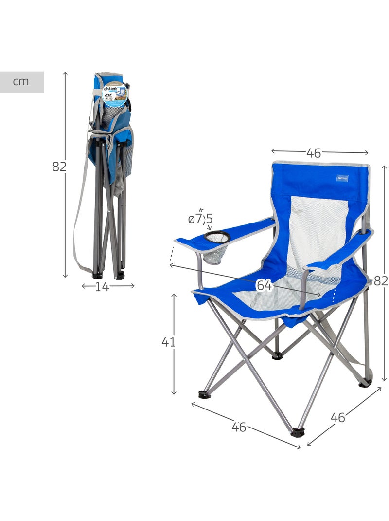 Sedia da campeggio pieghevole con portabicchieri e schienale traspirante aktive Blu - Kiabi