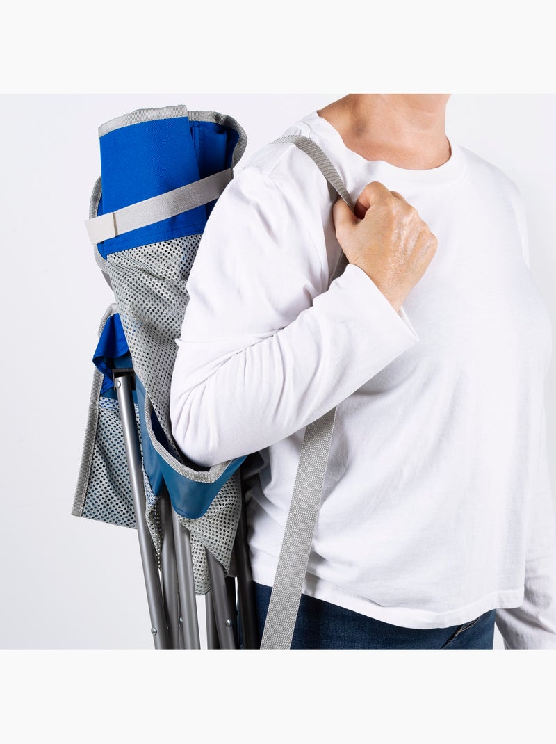 Sedia da campeggio pieghevole con portabicchieri e schienale traspirante aktive Blu - Kiabi