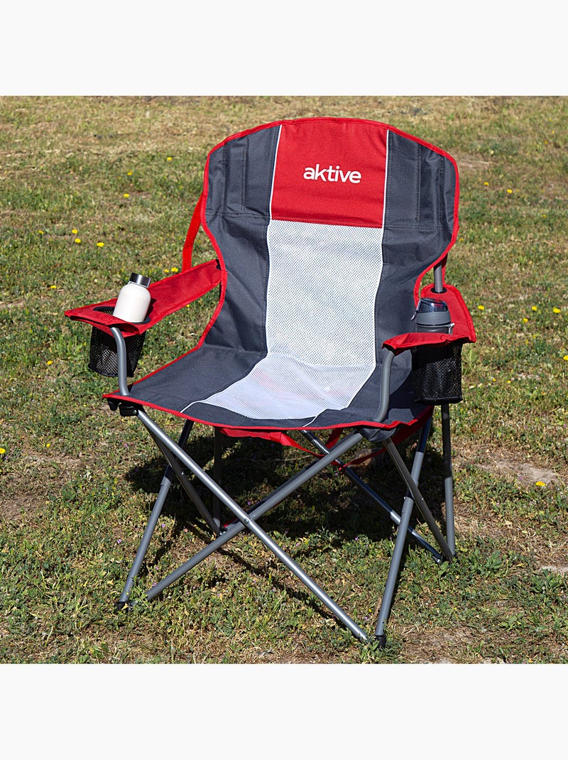 Sedia da campeggio pieghevole xl con portabicchieri aktive Nero Rosso - Kiabi