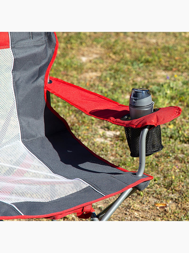 Sedia da campeggio pieghevole xl con portabicchieri aktive Nero Rosso - Kiabi