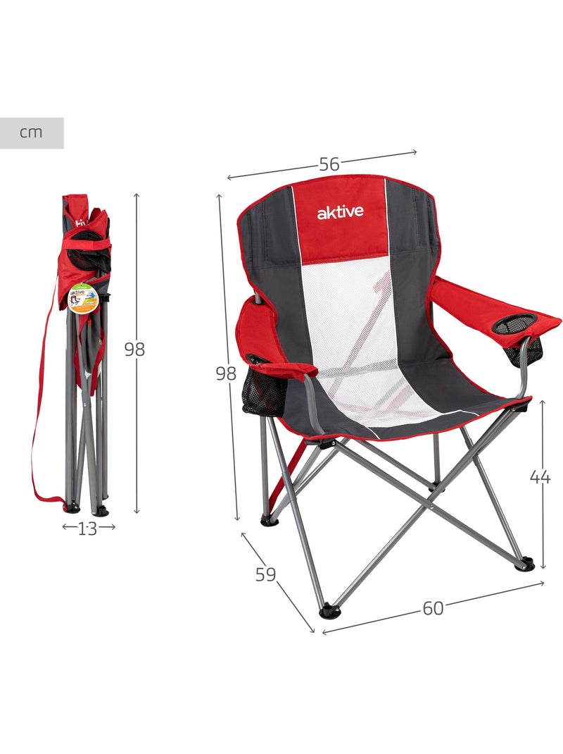 Sedia da campeggio pieghevole xl con portabicchieri aktive Nero Rosso - Kiabi