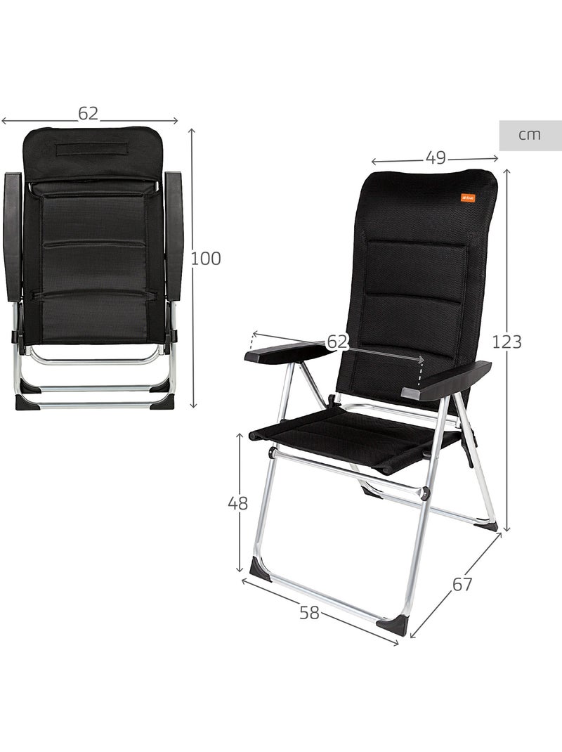 Sedia da giardino pieghevole imbottita multiposizione con schienale alto deluxe aktive Nero - Kiabi