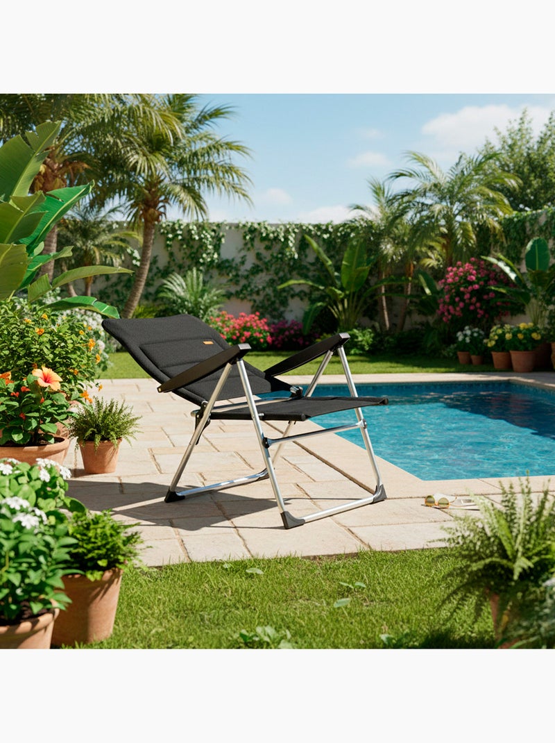 Sedia da giardino pieghevole imbottita multiposizione deluxe aktive Nero - Kiabi
