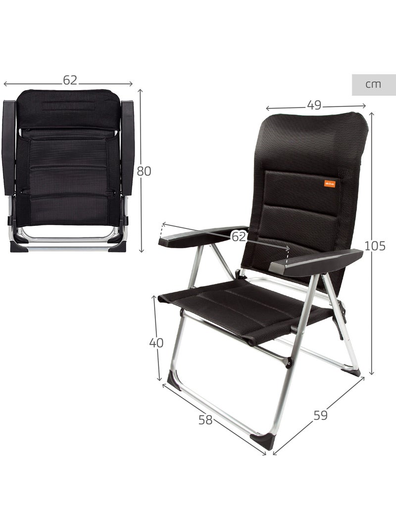 Sedia da giardino pieghevole imbottita multiposizione deluxe aktive Nero - Kiabi