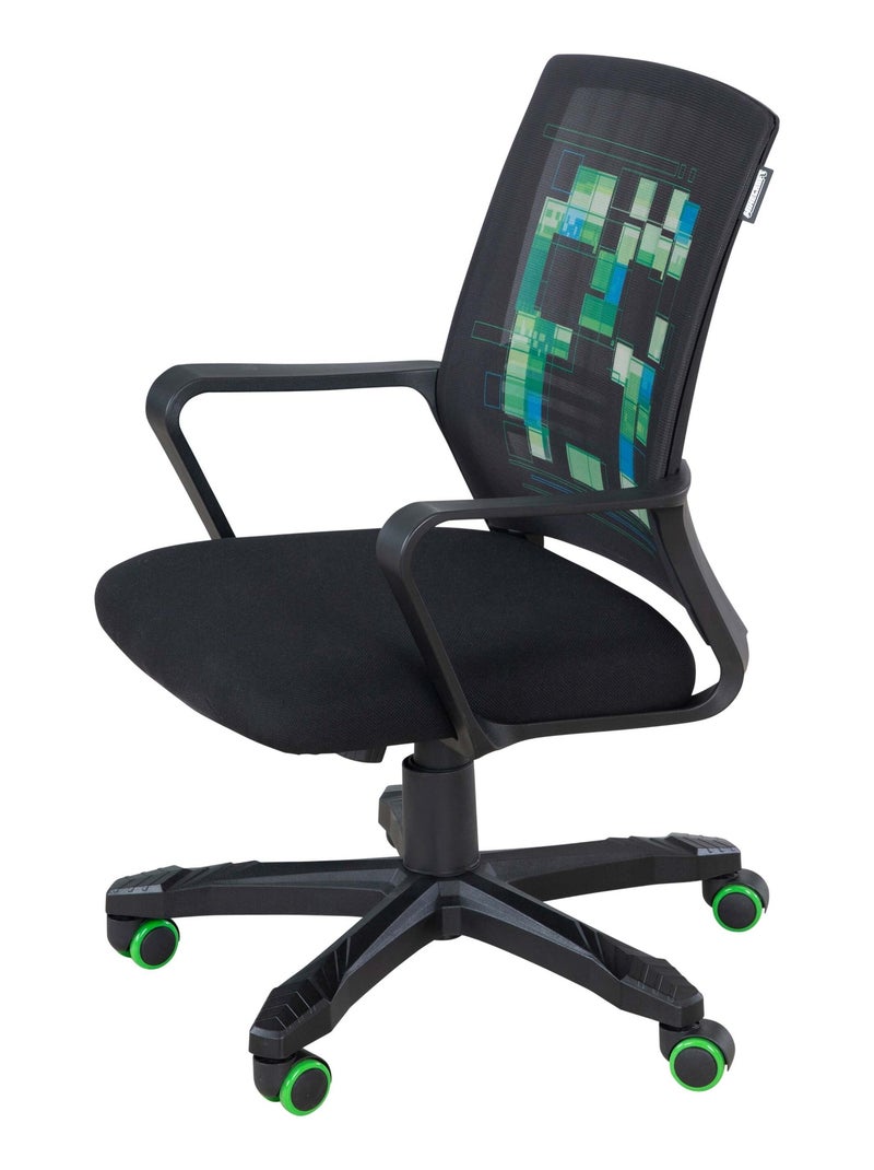 Sedia da scrivania regolabile in altezza – girevole 360° "Roba" – Minecraft Nero Verde Blu - Kiabi