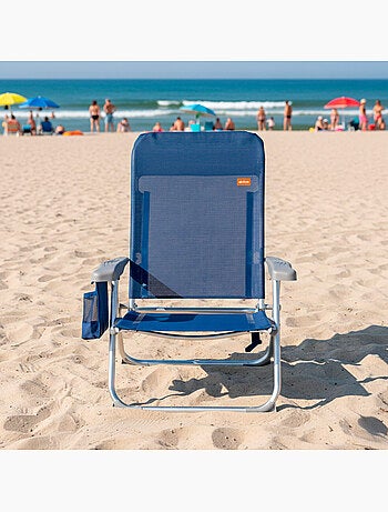 Sedia da spiaggia pieghevole sottile multiposizione con cuscino e tasca aktive