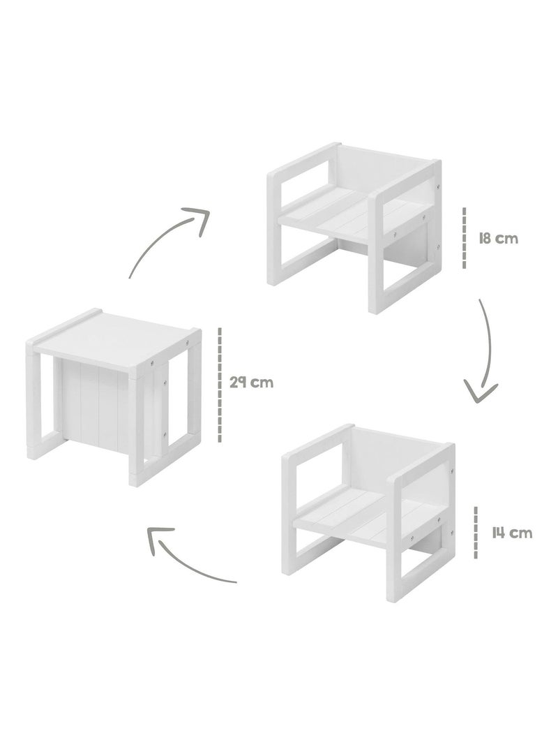 Sedia per bambini in legno convertibile in sgabello – 3 altezze di seduta "Roba" Bianco - Kiabi