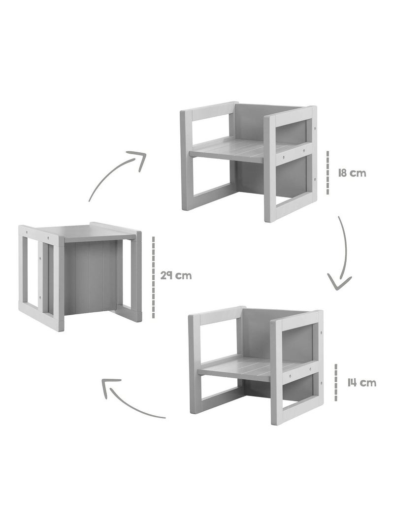 Sedia per bambini in legno convertibile in sgabello – 3 altezze di seduta "Roba" Grigio - Kiabi