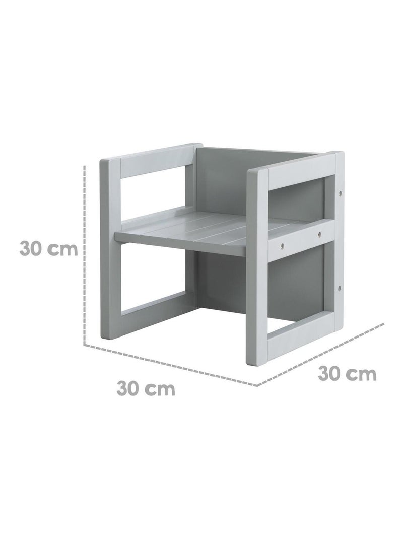 Sedia per bambini in legno convertibile in sgabello – 3 altezze di seduta "Roba" Grigio - Kiabi