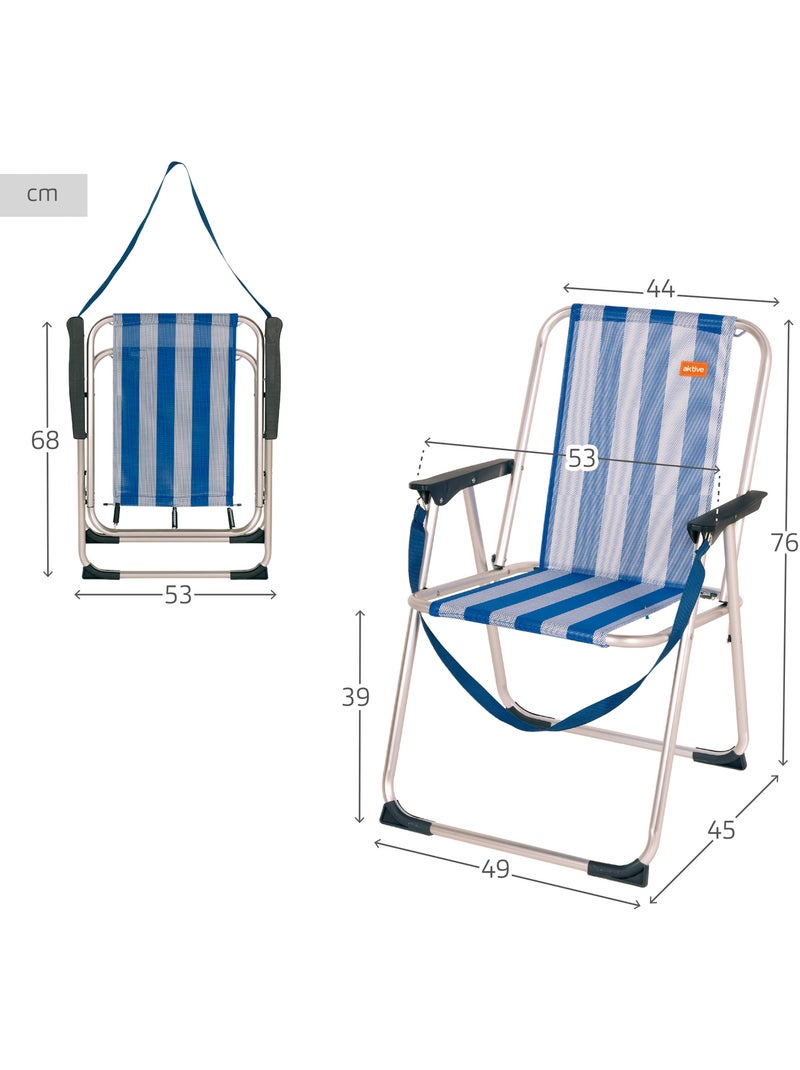 Sedia pieghevole fissa 44x45x76 cm in alluminio sailor aktive Blu Bianco - Kiabi