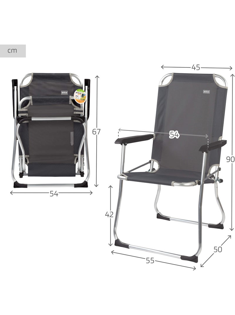 Sedia pieghevole fissa in alluminio aktive campeggio Grigio - Kiabi
