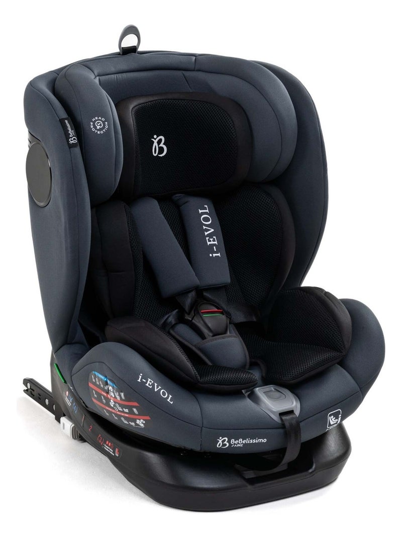 Seggiolino auto - girevole a 360° - Taglia I 40-150 cm  - Isofix - EVOL Grigio antracite - Kiabi