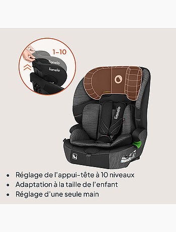 Seggiolino auto convertibile LIONELO Levi Fix i-Size - ISOFIX - 76-150 cm - Gruppo 1/2/3