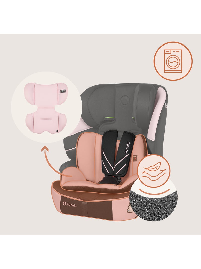 Seggiolino auto convertibile LIONELO Levi Fix i-Size - ISOFIX - 76-150 cm - Gruppo 1/2/3 Nero Rosa - Kiabi