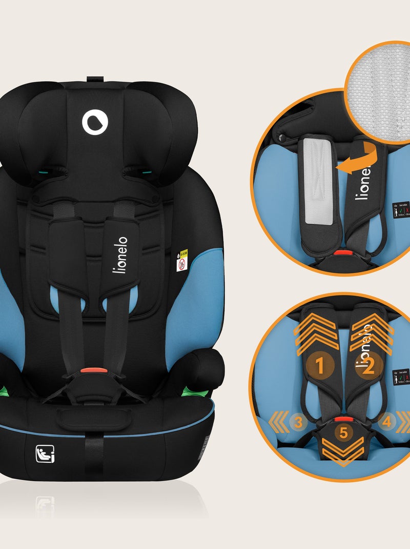 Seggiolino auto convertibile LIONELO Levi i-Size - 76-150 cm - Gruppo 1/2/3 Blu Nero - Kiabi