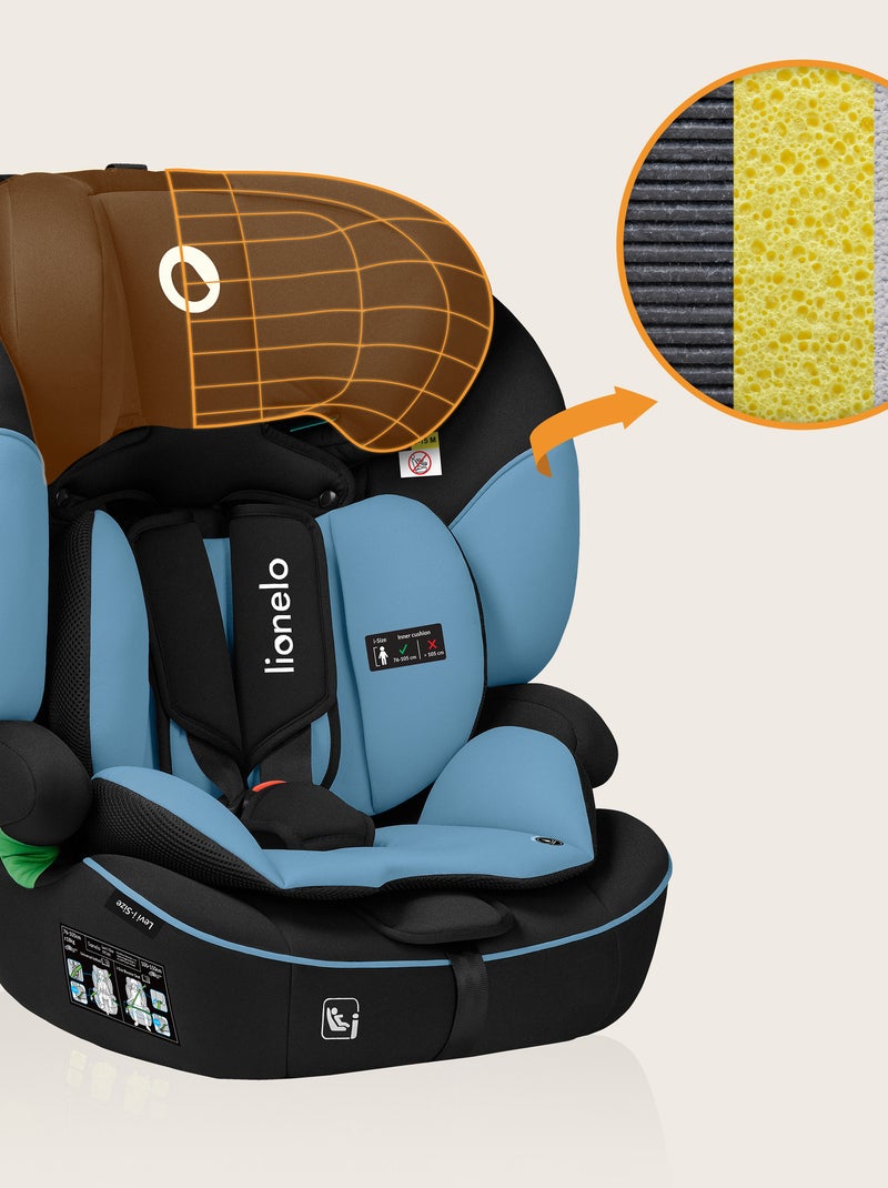 Seggiolino auto convertibile LIONELO Levi i-Size - 76-150 cm - Gruppo 1/2/3 Blu Nero - Kiabi