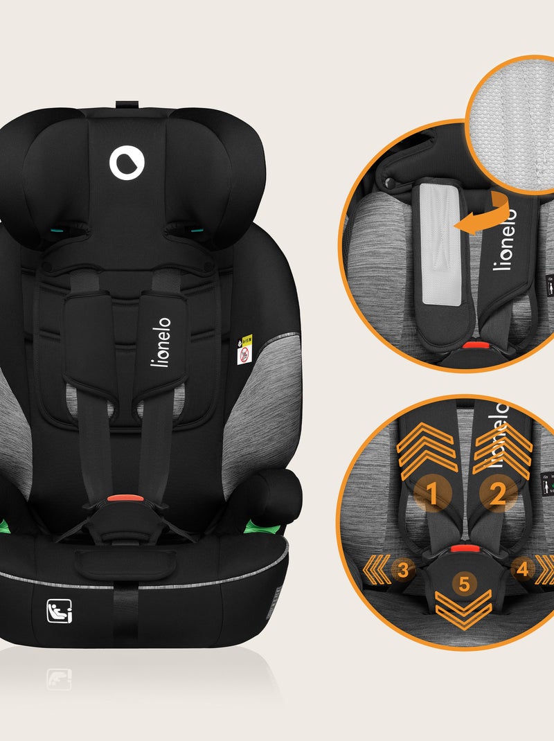Seggiolino auto convertibile LIONELO Levi i-Size - 76-150 cm - Gruppo 1/2/3 Nero Grigio - Kiabi