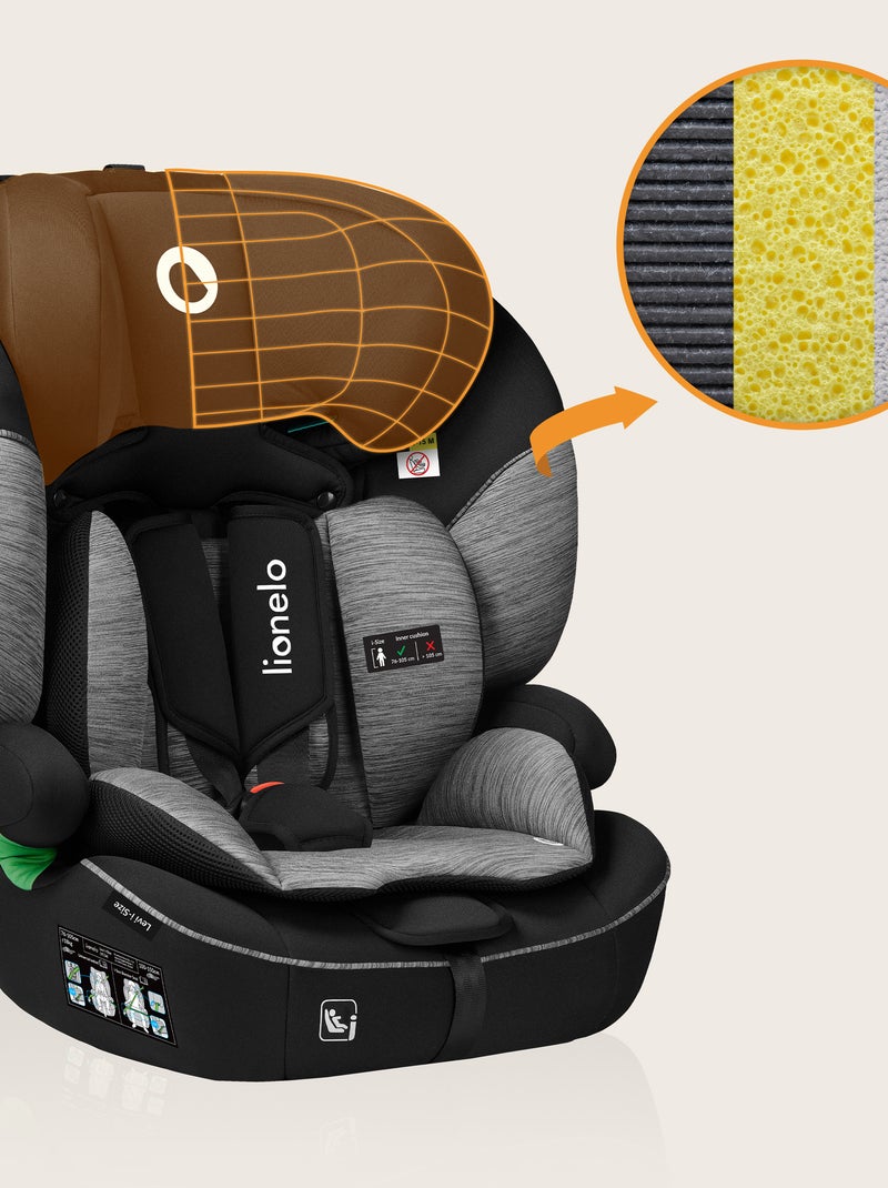 Seggiolino auto convertibile LIONELO Levi i-Size - 76-150 cm - Gruppo 1/2/3 Nero Grigio - Kiabi