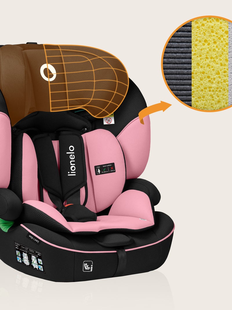 Seggiolino auto convertibile LIONELO Levi i-Size - 76-150 cm - Gruppo 1/2/3 Nero Rosa - Kiabi