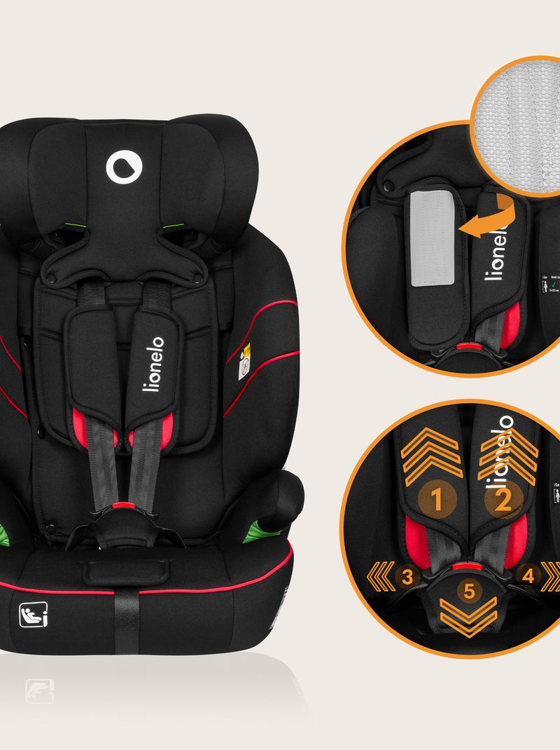 Seggiolino auto convertibile LIONELO Levi i-Size - 76-150 cm - Gruppo 1/2/3 Nero Rosso - Kiabi